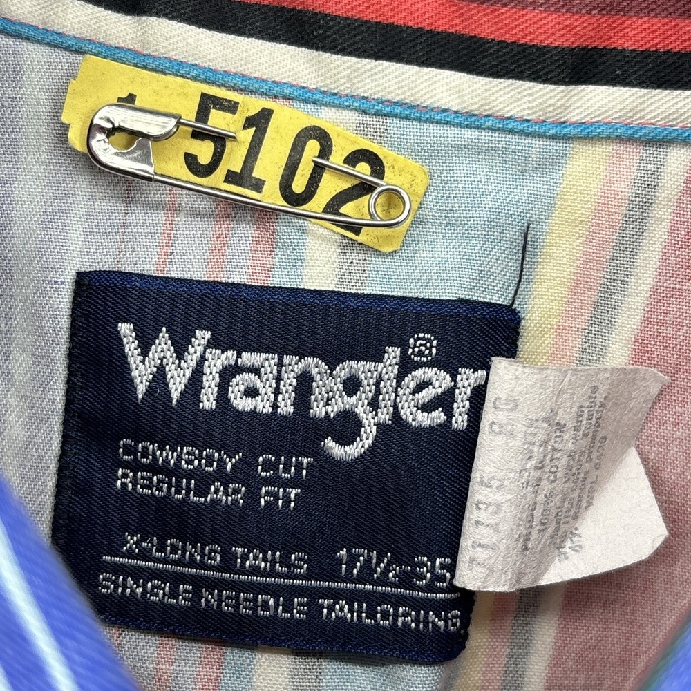 Wrangler X-Long Tails Western Rodeo Striped Cowboy Shirt 17.5-35 Vintage EUC - Picture 6 of 9